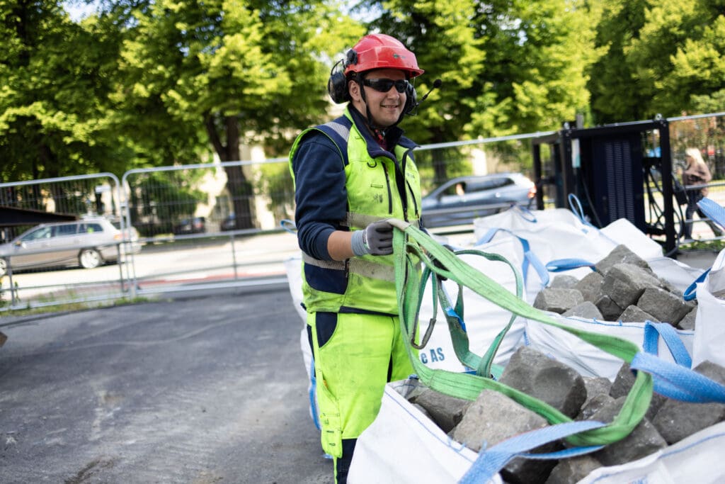 Jakob Fossen på anleggsplass hos Veflen.